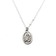 "St. Francis of Assisi Medal Necklace - Saint Francis Necklace - Patron Saint Necklace - Personalized Italian medal Jewelry Saint Francis is the Patron Saint of Animals, Merchants & Ecology. This is a patron saint medal (Saint Francis and the wolf) mounted on a silver plated chain in your choice of length (see the picture in this listing). Please contact me if you would like a chain length that isn't offered. ❂ Customize your Necklace!❂ You can customize your necklace with a paw charm, lette Symbolic Charms Necklace For Commemoration, Symbolic Charms Necklaces For Commemoration, Spiritual Charms Necklaces For Commemoration, Commemoration Charms Necklace With Round Pendant, Nickel Free Round Pendant Necklace For Commemoration, Miraculous Medal Medallion Necklace For Commemoration, Miraculous Medal Medallion Necklaces For Commemoration, Commemorative Pendant Necklace With Charms, Commemorative Pendant Necklaces With Charms