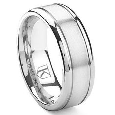 men's wedding band with brushed finish in white gold