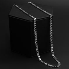 The Stainless Steel Diamond Cut Curb Chain Necklace is nothing short of a classic. Made with premium polished stainless steel in a classic diamond cut curb chain design, this chain necklace is a staple piece to keep in your collection. The curb chain necklace is great for wearing alone, layering with other necklaces, and even adding personal pendants for a unique touch. This chain is available in a variety of widths, you can choose a smaller width for a minimalist look, or choose a larger width Stainless Steel Figaro Chain Necklace, Mop Jewelry, Mens Silver Jewelry, Figaro Chain Necklace, Biker Jewelry, Curb Chain Necklace, Necklace Collection, Jewelry Accessories Ideas, Figaro Chain