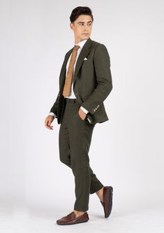 The Eldridge Juniper Green Linen Suit is crafted from pure linen fabric that exudes classic vibes with the forest green hue. Its sophisticated and refined craftsmanship will effortlessly elevate any occasion. For those seeking an effortless display of fine taste, this custom made suit is the perfect choice. Linen Double Breasted Suit With Notch Lapel For Workwear, Linen Double Breasted Suit With Notch Lapel For Business, Linen Double Breasted Suit With Suit Collar For Work, Linen Double Breasted Suit For Work, Formal Double Breasted Linen Suit With Notch Lapel, Formal Double Breasted Linen Suit With Suit Collar, Formal Linen Double Breasted Suit With Suit Collar, Semi-formal Linen Double Breasted Suit With Welt Pockets, Semi-formal Linen Double Breasted Suit With Suit Collar