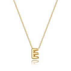 PRICES MAY VARY. 𝐒𝐈𝐙𝐄: Initial E necklace length:16.5"+2" , Bubble letter charm: about 0.31”*0.39”, With 1.0mm wide box chain, Simple and stylish！ 𝐎𝐂𝐂𝐀𝐒𝐈𝐎𝐍: Add this dainty initial necklace to your jewelry collection，It can be worn alone or layered with other necklaces for most everyday outfits. 𝐌𝐀𝐓𝐄𝐑𝐈𝐀: This dainty gold necklace is made of 14K gold plated to ensure a long without faded, that is nickel free, lead free, and hypoallergenic. 𝐀𝐒 𝐀 𝐆𝐈𝐅𝐓: Choose your own gold Gold E Necklace, E Necklace Initial, Preppy Jewelry Necklaces, Initial Gold Necklace, E Necklace, Gold Letter Pendants, Necklaces Dainty, Name Choker, Cute Name