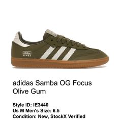 Brand New, Never Worn, Stockx Verified Olive Green Fits Us Men’s 6.5, Women’s Roughly 8.5 Olive Shoes, Pretty Sneakers, Adidas Samba Og, Green Fits, Shoes Adidas, Fall Shoes, Adidas Samba, Fall 2024, Adidas Shoes