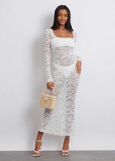 Enhance your feminine charm with our Square Collar Long Sleeved Floral Lace Maxi Dress. The elegant square collar and delicate floral lace add a touch of sophistication to any occasion. Made of breathable, high-quality fabric, this dress is perfect for any stylish lady. Don't miss out! Fabric: Slight Stretch Material: Polyester Fiber *Underwear not included Summer Square Neck Lace Dress With Lace Patchwork, Chic Square Neck Lace Dress, Chic Square Neck Lace Dress For Party, Chic Lace Dress With Square Neck, Chic Lace Dress With Square Neck For Parties, Square Neck Lace Dress With Lace Trim For Summer, Summer Lace Dress With Straight Neckline, Square Neck Lace Patchwork Party Dress, Fitted Lace Patchwork Dress For Brunch