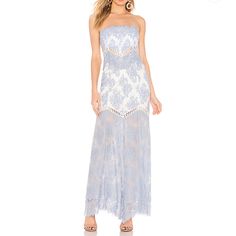 Baby Blue And White Maxi Dress From Revolve! Planned To Wear For Engagement Photos But Changed Mind Due To The Weather. Brand New! Dresses Revolve, White Maxi Dress, White Maxi, Baby Blue, Engagement Photos, Prom Dress, Colorful Dresses, Prom Dresses, Color Blue