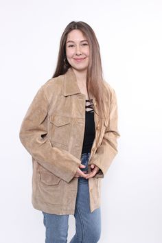 Hi! This is vintage from 90s leather jacket in beige color with button up closure. This brown fall jacket made of LEATHER. Model on the photo is 170 cm tall and is wearing a M/L size brown leather blazer. ( 48 - size on the tag). But, be careful, this is a vintage size, it is better to check the measurements below in the product description. Sleeve - 43cm / 16.92inch; Width - 55cm / 21.65inch; Length - 77cm / 30.31inch. All measurements are taken seam to seam while lying flat. Additional photos Classic Beige Leather Jacket With Long Sleeves, Beige Single-breasted Leather Jacket For Winter, Vintage Beige Leather Outerwear, Vintage Beige Leather Jacket With Long Sleeves, Vintage Beige Leather Jacket, Vintage Beige Leather Jacket For Fall, Beige Casual Leather Jacket With Button Closure, Beige Leather Jacket With Button Closure For Fall, Beige Single Breasted Leather Jacket