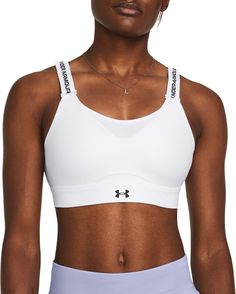 With a unique support tech that syncs with your every move, plus hollow foam padding that's lighter than anything else on the market, this UA Infinity Bra is engineered for limitless support. It delivers strategic support, tailored for high-support activities like running, court sports & field sports. Fit & Design: New injection-molded padding with strategic pattern for a more aerodynamic fit & a lighter feel Front mesh panel for added breathability Smooth, sweat-wicking band has easy hook & eye Infinity Shirt, Sports Field, Running Sports Bra, Gym Bra, High Impact Sports Bra, Sport Top, Lounge Lingerie, Kids Outerwear, Womens Bras