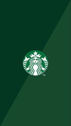 the starbucks logo is shown on a dark green background, with white stars in the center