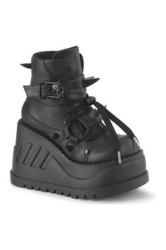 4 3/4" Wedge Platform Lace-Up Ankle Boot, Inside Zipper - Fit Guide: Women's US Size Shown - Heel: 4 3/4" Wedge Platform - Brand: Demonia - Country of Origin: Imported Cyberpunk Boots, Demonia Boots, Promise Jewelry, Alternative Shoes, Goth Shoes, Festival Shoes, Punk Boots, Buckle Top, Gogo Boots