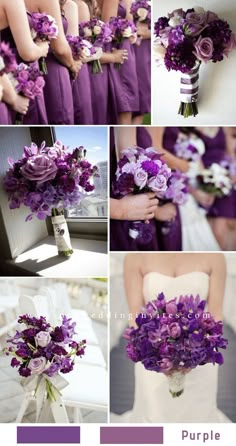 purple wedding bouquets for the bride and groom