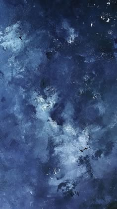 an abstract painting with blue and white clouds in the sky, as seen from above