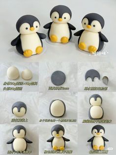 the instructions for how to make a penguin cake