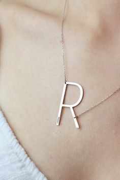 Large Letter Necklace , Big Letter Necklace , Sideways Initial Necklace , Valentines Day Gifts , Monogram Necklace Your special days will be more meaningful with this necklace. Chain Length: 14,16,18,20,22 inch options are available. Color Options: Rose, Gold and Silver How to order: Just specify the color, chain length, name, letter you want from the section on the right of the picture. Chain adjustment is made by using an extension ring at the end of the chains. Packaging: All items are shippe Everyday Stainless Steel Necklace For Mother's Day, Everyday Name Pendant Necklace, Dainty Personalized Tan Necklaces, Dainty Personalized Tan Necklace, Tan Pendant Necklace For Gift, Tan Pendant Necklace For Gifts, Personalized Tan Pendant Necklace, Stainless Steel Initials Necklace For Mother's Day, Personalized Tan Charm Necklace