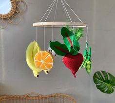 a mobile made to look like fruits and vegetables