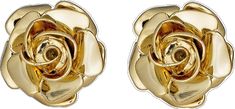 Elegant Gold Rose Flower Earrings, Gold Rose Flower Earrings, Formal Rose-design Rose Earrings, Elegant Formal Jewelry With Roses, Formal Rose Earrings With Rose Design, Elegant Formal Jewelry With Rose Details, Rose Design Flower Earrings For Anniversary, Formal Rose Design Earrings, Rose Design Flower Earrings For Formal Occasions