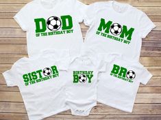 Soccer Birthday Shirt, Soccer Custom Shirt, Soccer Birthday Party , Soccer Custom Family Matching Shirt, Soccer Birthday Party Tee TSHIRT INFO: ☁️ 100% cotton ✅ Loose fit 🧶 Sewn-in label 👌 Runs true to size DESIGN INFO: ▪️ Design is being implemented as DTF Technologies ▪️ There may at times be a slight difference between real and perceived colors of an item due to the nature of an item or resolution of a screen. CARE INSTRUCTIONS: ▪️ Wash inside out in cold water ▪️ Hang dry or dry on low hea Soccer Birthday Shirt, Soccer Birthday Party, Soccer Birthday Parties, Soccer Birthday, Info Design, Soccer Shirt, Birthday Boy Shirts, Family Birthday, Soccer Shirts