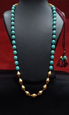 Silver Gold plated Turquoise Dholki Necklace- Long Beaded Blue Necklace- Handmade Indian Jewelry for women- Gemstone bollywood necklace-Gift Dholki Beads Silver Necklace with semiprecious beads. Length 24 inches + extra thread to increase length Disclaimer-This necklace is made of Dholki silver beads that are wax filled. Thus it comes without 925 Silver Hallmarking. Hallmarking process involves the application of a strong force to engrave on the metal, and the dholki beads may get disfigured, due to their intricate craftsmanship. Turquoise Jewelry Indian, Bollywood Necklace, Dholki Beads, Necklace Long, Blue Necklace, Bead Jewellery, Necklace Handmade, Blue Beads, Necklace Gift