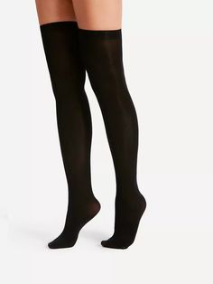 Gender:Women \nColor:Black \nPattern Type:Plain \nMaterial:Fabric \nComposition:95% Nylon \nComposition:5% Spandex \nCare Instructions:Hand wash,do not dry clean \n Tall Socks, Back To School Shoes, Early Fall Outfits, Black Thigh High, Mesh Socks, Knee Highs, Over The Knee Socks, Thigh High Socks, Women Socks