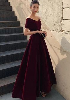 Ballroom Extravaganza, Burgundy Formal Dress, Tea Length Prom Dress, Prom Dress Burgundy, Formal Prom Dresses Long, Velvet Party Dress, Dpr Ian, Long Formal Dress, V Neck Prom Dresses