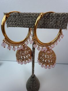 Height = 2 .5 inches Best gift option for your loved ones comes in an exquisite gift box. Highest quality and craftsmanship. Small Hoop Earrings With Intricate Design For Wedding, Party Hoop Earrings With Intricate Design, Wedding Hoop Earrings With Intricate Design, Bollywood Style Hoop Earrings With Intricate Design As Gift, Traditional Pink Hoop Earrings For Wedding, Pink Round Chandbalis For Wedding, Handmade Dangle Chandbalis For Wedding, Party Chandbali Hoop Earrings With Latkans, Handmade Round Jhumkas For Wedding