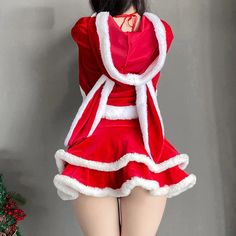 SPECIFICATIONS Gender: WOMEN Item Type: Sets Characters: Christmas Source Type: anime Material: Polyester Special Use: Costumes Include: Headband + Top + Skirt + Gloves Soft Girl Clothing, Mini Skirt Jeans, Crop Tops Aesthetic, Aesthetic Crop Tops, Plush Dress, Velvet Christmas Dress, Pants Grunge, Christmas Content, Aesthetic Fairycore