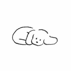 a black and white drawing of a dog laying down