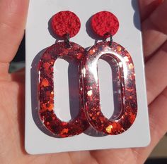 Light, shiny curls of geometric shape. Handmade Gifts For Her, Red Glitter, Jewelry For Women, Handcrafted Jewelry, Geometric Shapes, Jewelry Earrings Dangle, Dangle Drop Earrings, Gift For Her, Accessory Gift