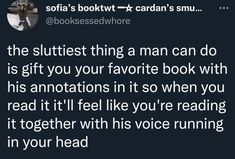 the twitter message is being used to describe what it's like to be reading