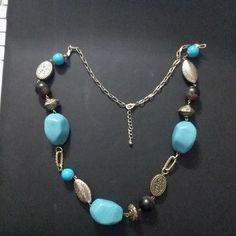 Silver Tone Turquoise Colored Beaded Funky Chunky Statement Necklace. 30"-32" long. Chunky Statement Necklace, Turquoise Color, Women Accessories Jewelry, Women's Jewelry, Women's Accessories, Statement Necklace, Silver Tone, Jewelry Accessories, Women Jewelry