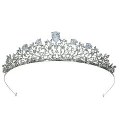 The SAMKY Bridal Tiara is a piece of classic elegance. Expertly crafted with a beautiful array of rhinestones and cubic zirconia crystals, this tiara is set in a rhodium-plated metal that provides a brilliant luster akin to platinum. Standing at 1-3/8 inches tall, it offers a stately yet delicate presence, while the 7-5/8 inch band ensures the design wraps beautifully around any hairstyle. Designed with pin loops on each end, this crown can be secured with bobby pins for peace of mind as you cel Flower Tiara, Bridal Crown, Austin Wedding, Bridal Tiara, Crystal Flower, Classic Elegance, Rhodium Plated, Tiara, Bobby Pins