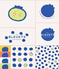 four different logos designed to look like blueberries