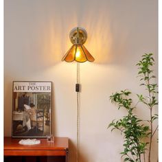 The base of this vintage wall lamp is made of brass plated material, which makes the base more sturdy and provides more stable support. The lamp head and tube are made of brass, with bright colors and better metallic luster. They are equipped with glass lampshades, which are corrosion-resistant and durable. The stranded wire is extended by 59.06 inches. World Menagerie Fixture Finish: Coffee Morning Glory | World Menagerie Vintage Stained Glass Shade Brass Wall Light Fixture w / Plug Cord & Swi… Art Deco Light Fixture, Sconces Vintage, Art Deco Light, Vintage Wall Lamp, Vintage Wall Sconces, Wall Light Fixture, Lamp Head, Wall Mounted Lamps, Thrift Inspo