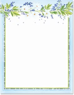 a blue frame with flowers and leaves on it