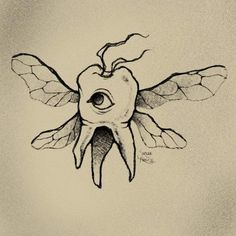 illustration of a tooth with wings and an eye A Pencil, I Forgot, Tattoo Ideas, Jesus, Pencil, Tattoos, Art