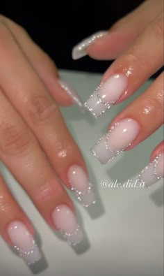 Glitter French Nails, White Glitter Nails, Homecoming Nails Acrylic, Acrylic Nails Coffin Short, White Nail, Nails French