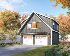 a two car garage is shown in this rendering