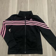 New Without Tags. Black With Light Pink Stripes. Size 6 Pink Adidas Sports Outerwear, Pink Adidas Sporty Outerwear, Sporty Pink Adidas Outerwear, Pink Adidas Winter Outerwear, Pink Adidas Long Sleeve Outerwear, Adidas Pink Long Sleeve Outerwear, Pink Long Sleeve Sports Outerwear, Black Adidas Jacket, Light Pink Adidas