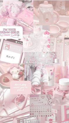 a collage of pink and white items with the words i'm your dream girl