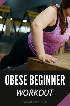 a woman doing an exercise on a bench with the words obese beginer workout