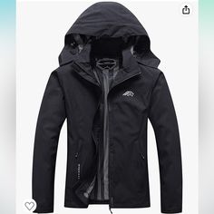 Size M Black Casual Waterproof Windbreaker, Hooded Black Windbreaker For Hiking, Black Hooded Windbreaker For Hiking, Black Waterproof Hooded Jacket For Rainy Weather, Black Hiking Outerwear With Pockets, Black Hooded Windbreaker For Outdoor, Black Hooded Jacket For Hiking In Fall, Black Winter Windbreaker For Outdoor, Black Hooded Jacket For Fall Hiking