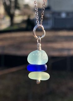 "Beautiful waterfall of genuine aqua, cobalt blue, sea foam sea glass create this amazing necklace. I have hand drilled this sea glass pieces and attached to sterling silver chain to create a waterfall effect. The inspiration was the nature elements, waterfalls and the sky. You can chose other color combination to have a necklace made to order just for you! You can choose from the following options. Pastel: aqua- sea foam- cornflower Ocean: aqua- cobalt blue- sea foam American: red- white- blue Blue Sea Glass Necklace, Red Sea Glass, Sea Jewelry, Sea Glass Earrings, Blue Sea Glass, Sea Glass Pendant, Sea Glass Necklace, Delaware, Beautiful Waterfalls