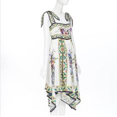 Hello Everyone! I’m Selling My Holy Grail Dress: My Dolce And Gabbana Floral Vase Handkerchief Dress! It’s In Excellent Condition With Tags Still Attached. I Bought One Several Sizes Up That Fits Me A Lot Better So I’ll Let This One Go To A New Home. Let Me Know If You Have Any Questions! Elegant Multicolor Square Neck Dress, Bohemian Dress With Floral Print And Handkerchief Hem, Elegant Printed Dress With Square Neck, Elegant Square Neck Printed Dress, Chic White Dress With Handkerchief Hem, White Silk Midi Dress With Floral Print, Summer Silk Dress With Handkerchief Hem, Silk Summer Dress With Handkerchief Hem, Fitted Midi Dress With Floral Print And Handkerchief Hem