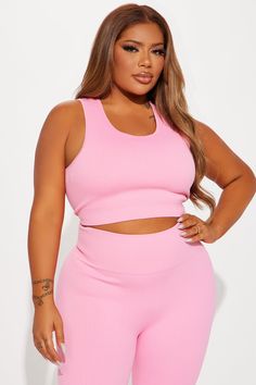 Available In Black, Tangerine, Hot Pink, And White. Sports Bra Crew Neck Padded Sleeveless Effortless Seamless Backless High Impact Stretch Pair With "Beach Body Effortless Seamless Active Yoga Pant" 92% Nylon 8% Elastane Imported | Beach Body Effortless Seamless Sports Bra in Hot Pink size 1X/2X by Fashion Nova