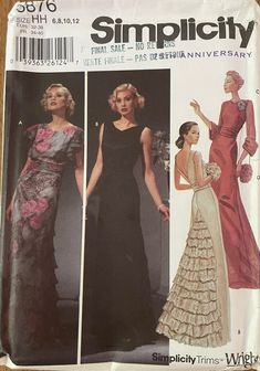 two women's evening gowns, one in black and the other in pink