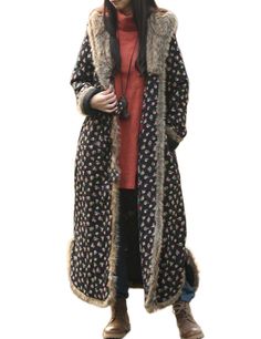 PRICES MAY VARY. Material:Outside: Cotton Linen ; Lining: Cotton / thin cotton quilted . High quality faux fur, soft, comfortable and super warm, big and deep hooded with fax fur and beautiful color trim. One Size(Free Size):Length:46”/117cm;Bust:44.1”/112cm;Shoulder:17.3”/44cm;Waist:47.2”/120cm;Sleeve:22.4”/57cm; Model Height:160cm;Weight:40kg; Features:This cotton-padded coat, single breasted, hooded with imitated fur-line, ethnic Chinese style jacket, regular thickness, suit for Spring, Late Fur Collar Jacket, Quilted Parka, Long Overcoat, Long Winter Coats, Winter Quilts, Outwear Jackets, Long Jacket, Winter Coats, Faux Fur Collar