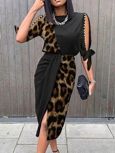 Split Sleeve Dress, Half Sleeve Women, Sleeves Women, Latest Fashion Dresses, Dress Modern, Dress Stores Online, فستان سهرة, Women Midi, Sleeves (women)