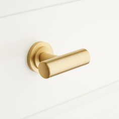 an image of a door handle on a white cabinet