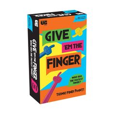 the give em the finger card game is in its box and it's ready to be played