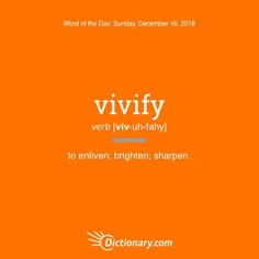 an orange book cover with the words vivfy in white and black on it