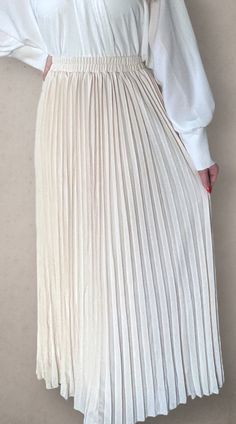 Modest high rise maxi skirt. Elastic waistband. Pleated. Fully lined for full coverage. Chic Long Pleated Skirt With Elastic Waistband, Chic Non-stretch Maxi Length Skirt, Full Length Pleated Skirt For Spring, Spring Full-length Stretch Skirt, High Waist Maxi Skirt With Elastic Waistband, High Waist Stretch Maxi Skirt With Elastic Waistband, Chic High-waisted Pleated Maxi Skirt, Chic Stretch Long Pleated Skirt, Chic Long Stretch Pleated Skirt