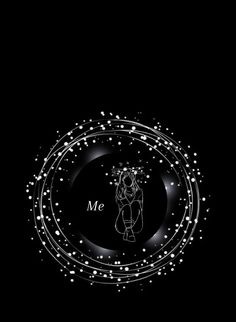 a black and white photo with the word me in it's center, surrounded by stars